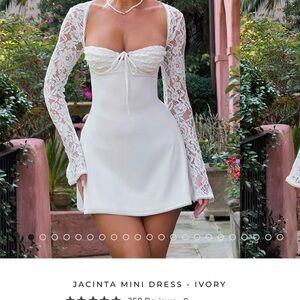 Ivory Lace Sleeve Mini Dress